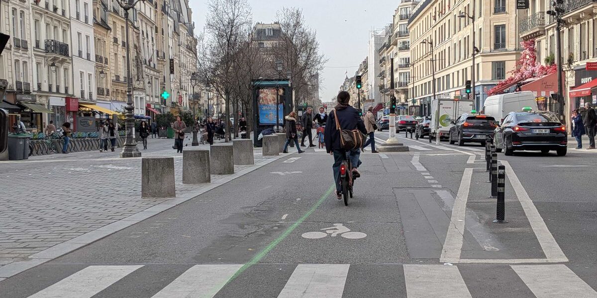 Paris Streets Marked with Green Line for Half Marathon Route